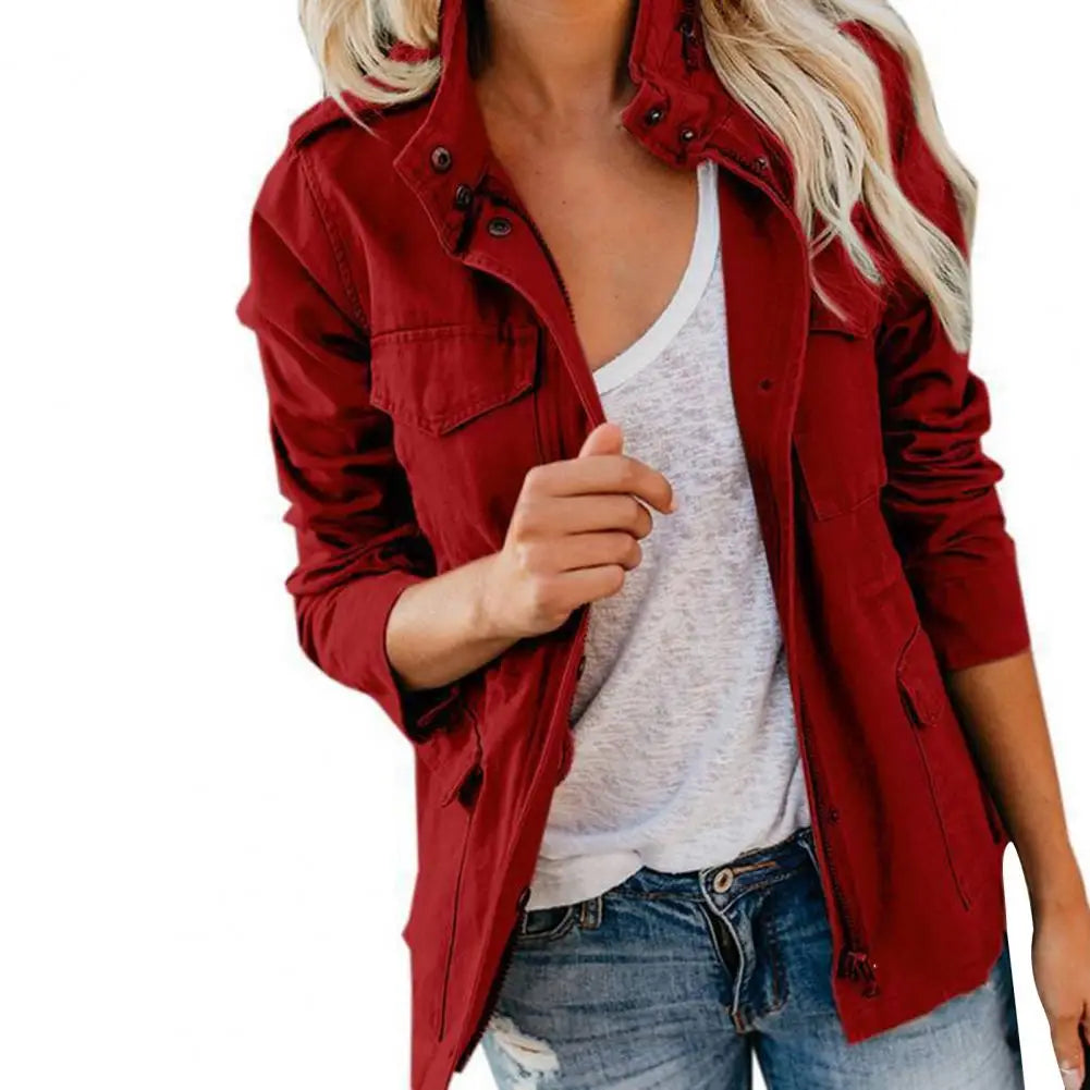Veste style militaire femme kaki multi-poches cintrée