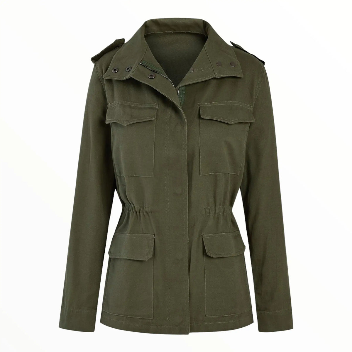 Veste style militaire femme kaki multi-poches cintrée