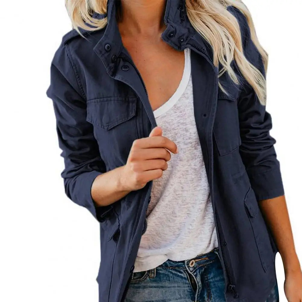 Veste style militaire femme kaki multi-poches cintrée